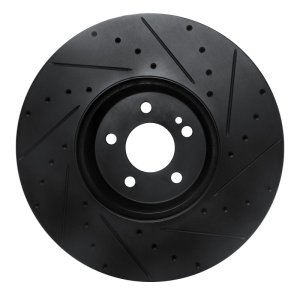Mercedes-Benz E300 Brake Rotor (1) - Front Left - R1 Concepts - Drilled & Slotted - Black - `15-`23